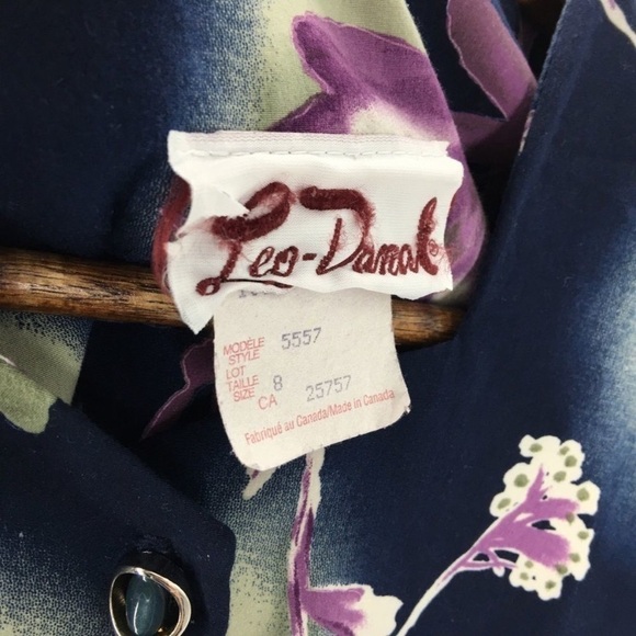 LEO DANAL Vintage Navy Blue Floral 2 Piece Skirt Suit size 8 - Picture 10 of 12